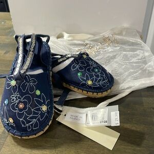 NWT French Designer Confetti Girls Lace Up Espadrille Shoes